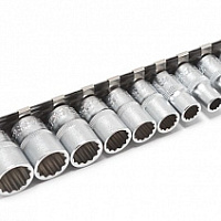 9741 Набор головок 11пр. 1/4"  (12гр.)(4-13мм) на планке, изображение 1