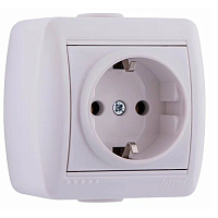 Розетка 1-м ОП Ната 16А IP20 с заземл. керамика бел. LEZARD 710-0200-122, изображение 1