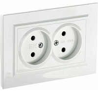 Розетка 2-м СП BRITE РС12-2-БрБ 10А в сборе без заземл. без защ. шторок бел. IEK BR-R20-10-K01-F, изображение 1
