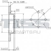 JUST DRIVE Диск тормозной передний (239x12 R13) 4 отв JBD0002, изображение 2