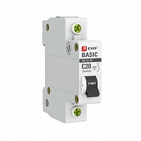 Автоматический выключатель 1P 20А (C) 4,5kA ВА 47-29 EKF Basic, изображение 1