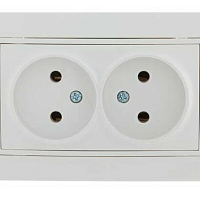 Розетка 2-м СП Мира 16А IP20 без заземл. с бел. вставкой керамика бел. LEZARD 701-0202-128, изображение 1