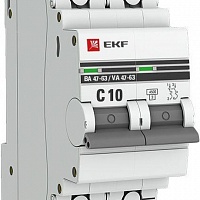 Автоматический выключатель 2P 10А (C) 4,5kA ВА 47-63 EKF PROxima, изображение 1
