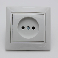Розетка 1-м СП Мира 16А IP20 без заземл. с бел. вставкой керамика бел. LEZARD, изображение 1