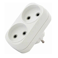 Разветвитель 2 гнезда без заземл. плоский 6А UNIVersal А202, изображение 1