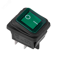 REXANT выкл клавишный 250V 15А (4с) ON-OFF зелен. с подсв. IP64 36-2362, изображение 1