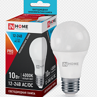 Лампа светодиодная LED-МО-PRO 10Вт 12-24В Е27 4000К 800Лм низковольтная IN HOME 4690612031507, изображение 1