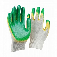 Перчатки трикот. с 2-м латексным обливом желто-зеленые, изображение 1