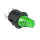 Выкл.клавишный круглый 12v 16A ON-OFF зеленый с инд. 36-2593