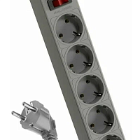 Удлинитель с сетевым фильтром 5х5м с заземл. 10А IP20 2.2кВт ПВС 3х0.75 Космос, изображение 1