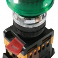 Кнопка AELA-22 "ГРИБОК" с подсветкой зеленая pbn-aela-1g-220, изображение 1