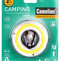 Camelion фонарь кемпинговый LED56322 (3xR03) COB 3W (120lm) карабин, пластик, 3 реж, BL, изображение 1