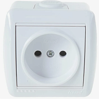 Розетка 1-м ОП Ната 16А IP20 без заземл. керамика бел. LEZARD 710-0200-121, изображение 1
