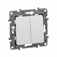 Legrand INSPIRIA Белый Выключатель двухклавишный 10 AX -250 В, изображение 1