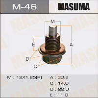 Masuma Пробка поддона с магнитом (M12x1.25) M46, изображение 2