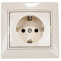 Розетка 1-м СП Мира 16А IP20 с заземл. со вставкой керамика крем. LEZARD 701-0303-122, изображение 1