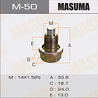 Masuma Пробка поддона с магнитом и шайбой (M14x1.5) M50, изображение 2