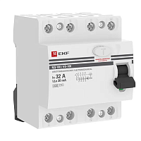 Устройство защитного отключения УЗО ВД-100 4P 32А/30мА (электромеханическое) EKF PROxima, изображение 1