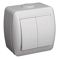 Выключатель 2-кл. ОП Ната 10А IP20 бел. LEZARD 710-0200-101, изображение 1