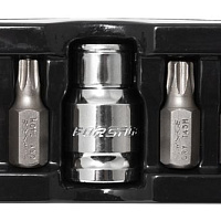 27205 Набор бит TORX с отверстием и битодержателем,7пр.1/2"(L:30мм;Т25,Т30,Т40,Т45,Т50,Т55), в ложем, изображение 1