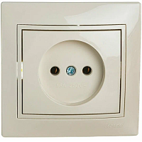 Розетка 1-м СП Мира 16А IP20 без заземл. со вставкой керамика крем. LEZARD 701-0303-121, изображение 1