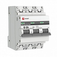 Автоматический выключатель 3P 25А (D) 4,5kA ВА 47-63 EKF PROxima, изображение 1