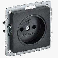 Розетка 1-м BRITE РС10-1-0-БрЧ 10А без заземл. без защ. шторок черн. IEK BR-R10-10-K02, изображение 1