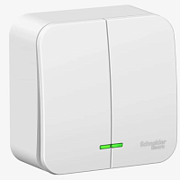 Выключатель 2-кл. ОП Blanca 10А IP20 (сх. 5) 250В с подсветкой с изолир. пластиной бел. SchE BLNVA10, изображение 4