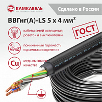 Кабель ВВГнг(А)-LS 5*4 (КАМКАБЕЛЬ), изображение 2