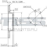 JUST DRIVE Диск тормозной передний (239x12 R13) 4 отв JBD0002, изображение 3