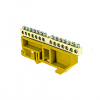 Шина "0" N (6х9мм) 14 отверстий латунь желтый изолятор на DIN-рейку EKF PROxima, изображение 1
