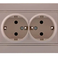 Розетка 2-м СП Мира 16А IP20 с заземл. со вставкой керамика крем. LEZARD 701-0303-127, изображение 1